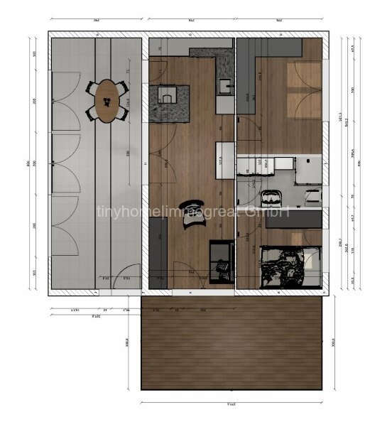 Niedersachsen, Schwanewede, Tiny Haus = kleines Modulhaus 51m² Wohnfläche, mit Grundstück, Wintergarten und Fotovoltaik als Senioren oder Single Haus