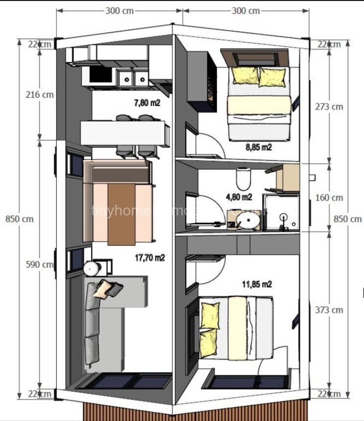 Modulhaus UTE (2 Einheiten) ohne Grundstück, ohne Erweiterung