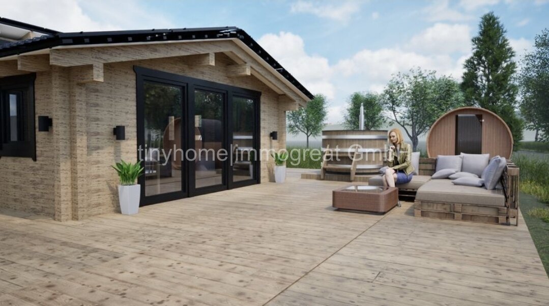 Niedersachsen, 27628 Sandstedt, Hagen im Bremischen, 100 m² Rentner-Holzmassivhaus mit Grundstück im Ferienort