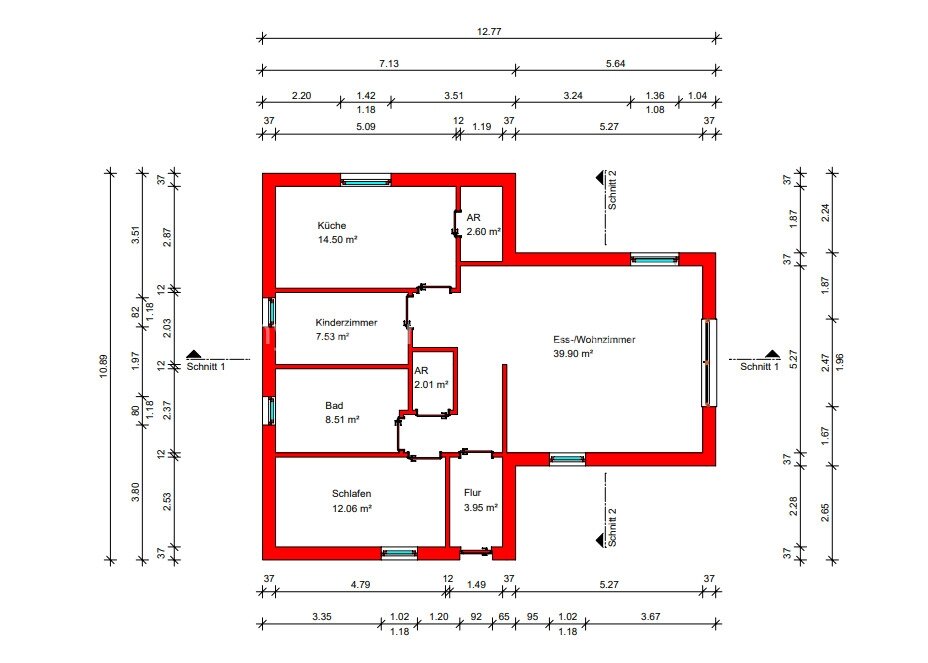 Haus Elisabeth mit 81,74 m² Wohnfläche. Blockbohlen-Massivhaus mit Photovoltaik in Nordholz
